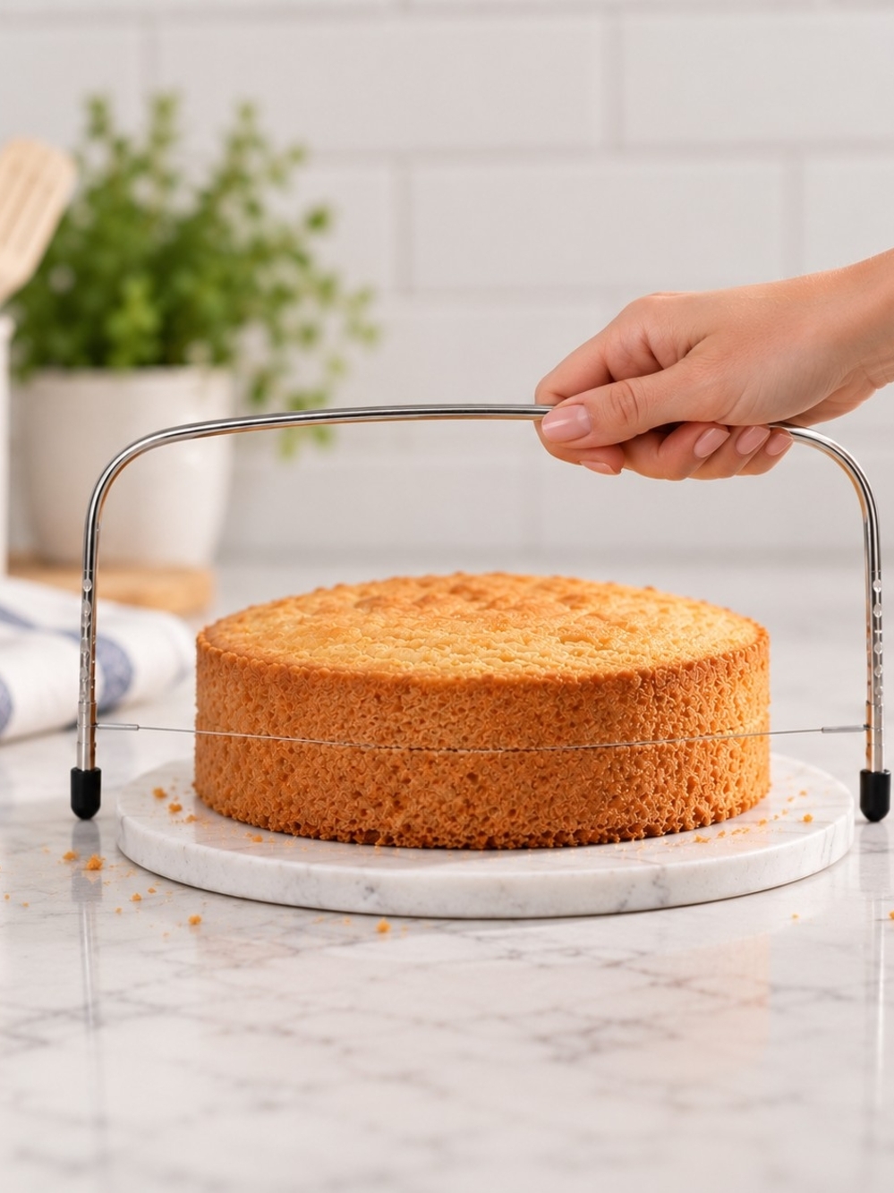 Wilton Adjustable Cake Leveler / Cake Cutter – Stainless with Adjustable Height